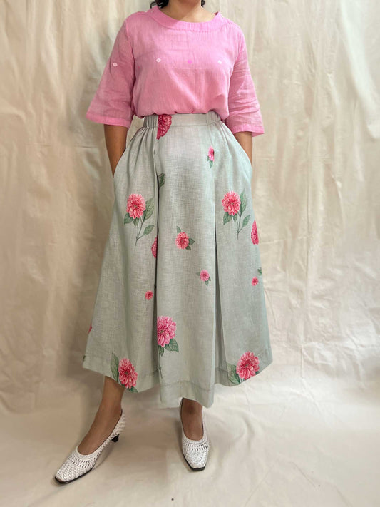 Box Pleated Skirt Sage Green